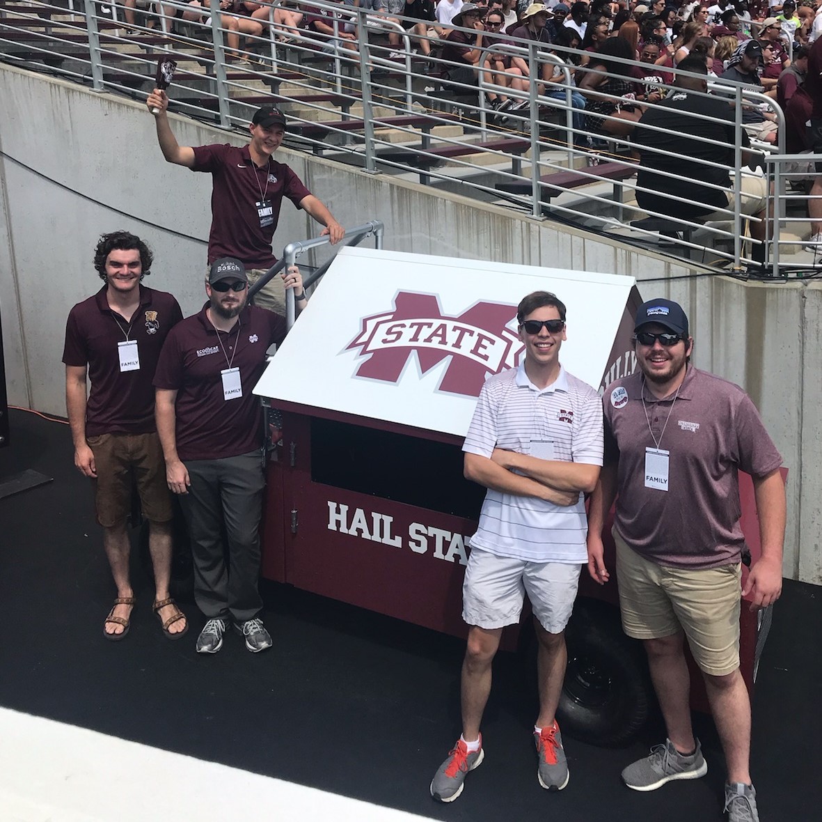 Pictured from left to right: Troy Hurren, Brian Sprow (top), Michael Gibson, J.T. Kerr, and Timothy Shaw. Team members from the Summer 2019 build.